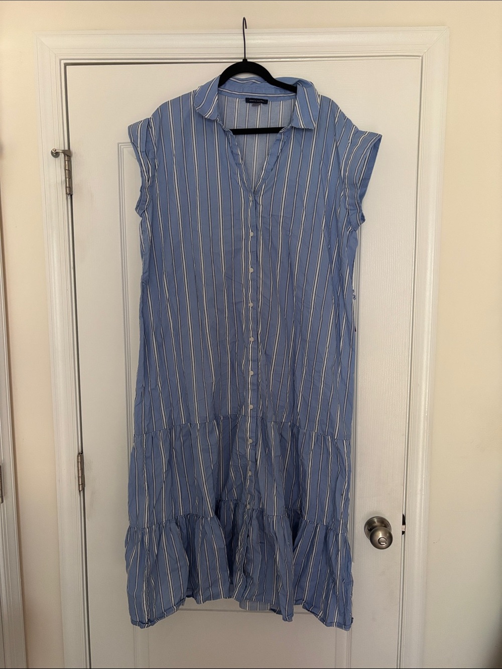 Tommy Hilfiger Blue and White Striped Maxi Shirt Dress